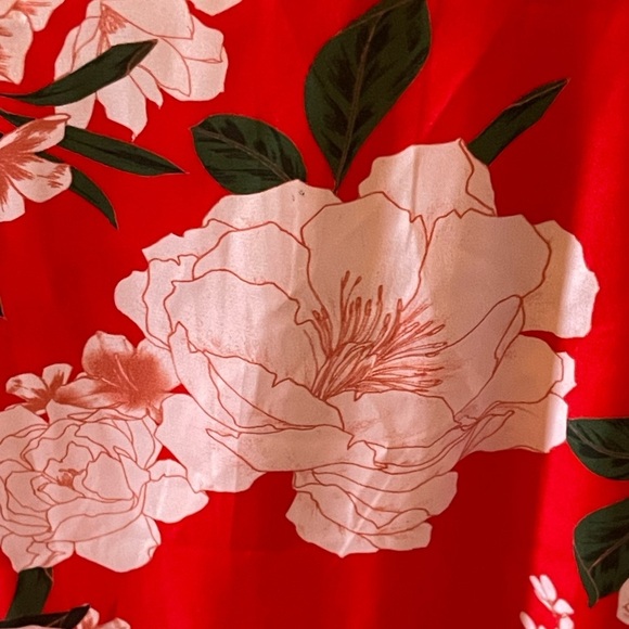 LULUS TRUELY DARLING RED FLORAL PRINT SATIN ONE-SHOULDER MIDI DRESS SZ S - Picture 11 of 12